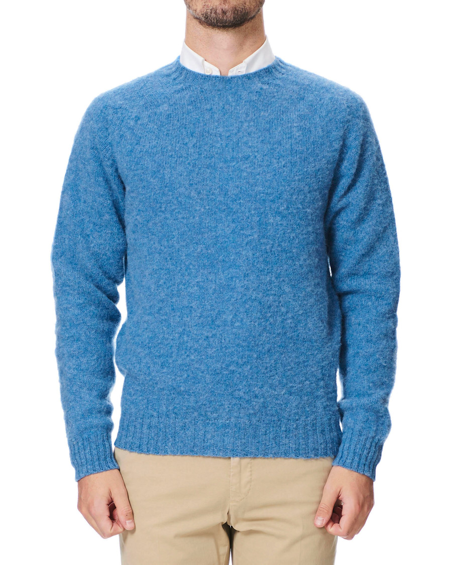 Homme | Pulls Et Tricots | Drake's | Brushed Shetland Wool Crew Neck Fresh Surf