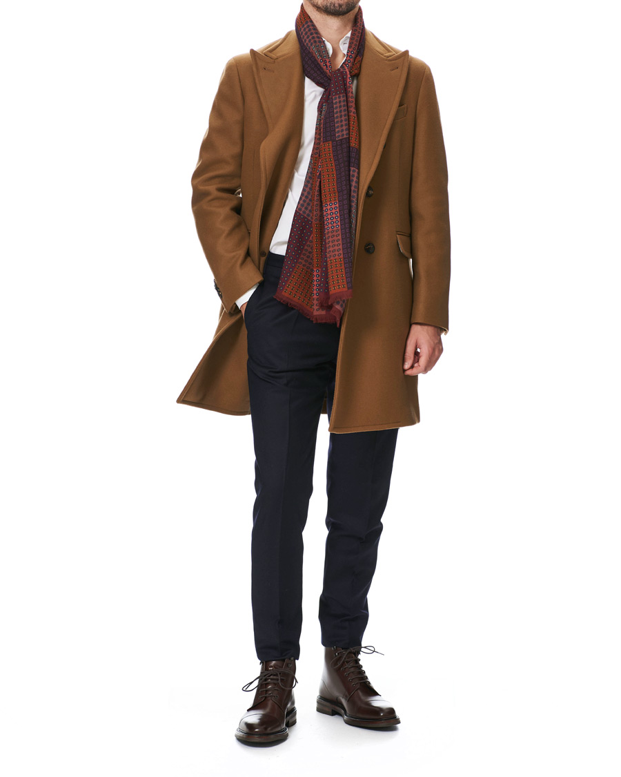 Homme | Drake's Wool Printed Patchwork Scarf Burgundy | Drake's | Wool Printed Patchwork Scarf Burgundy