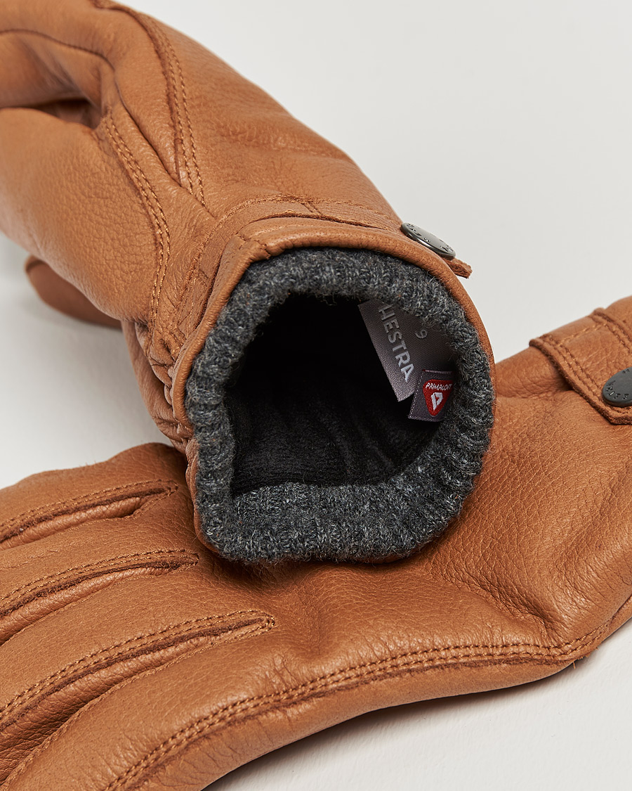 Homme | Gants | Hestra | Utsjö Fleece Lined Buckle Elkskin Glove Cognac