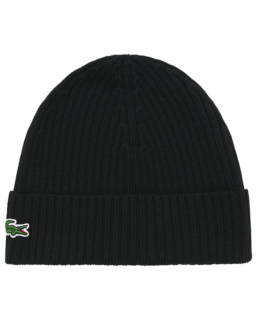 Homme | Lacoste Knitted Beanie Noir | Lacoste | Knitted Beanie Noir