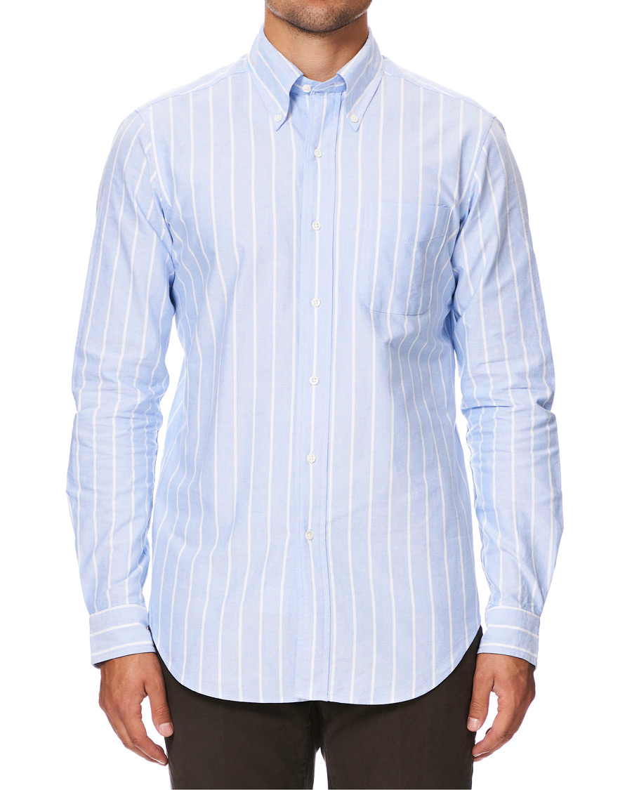 Homme | Chemises | Kamakura Shirts | Slim Fit Oxford Sport Shirt Blue
