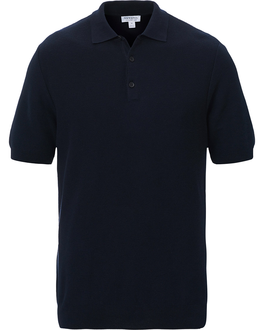 Homme | Polos | Sunspel | Fine Texture Polo Navy
