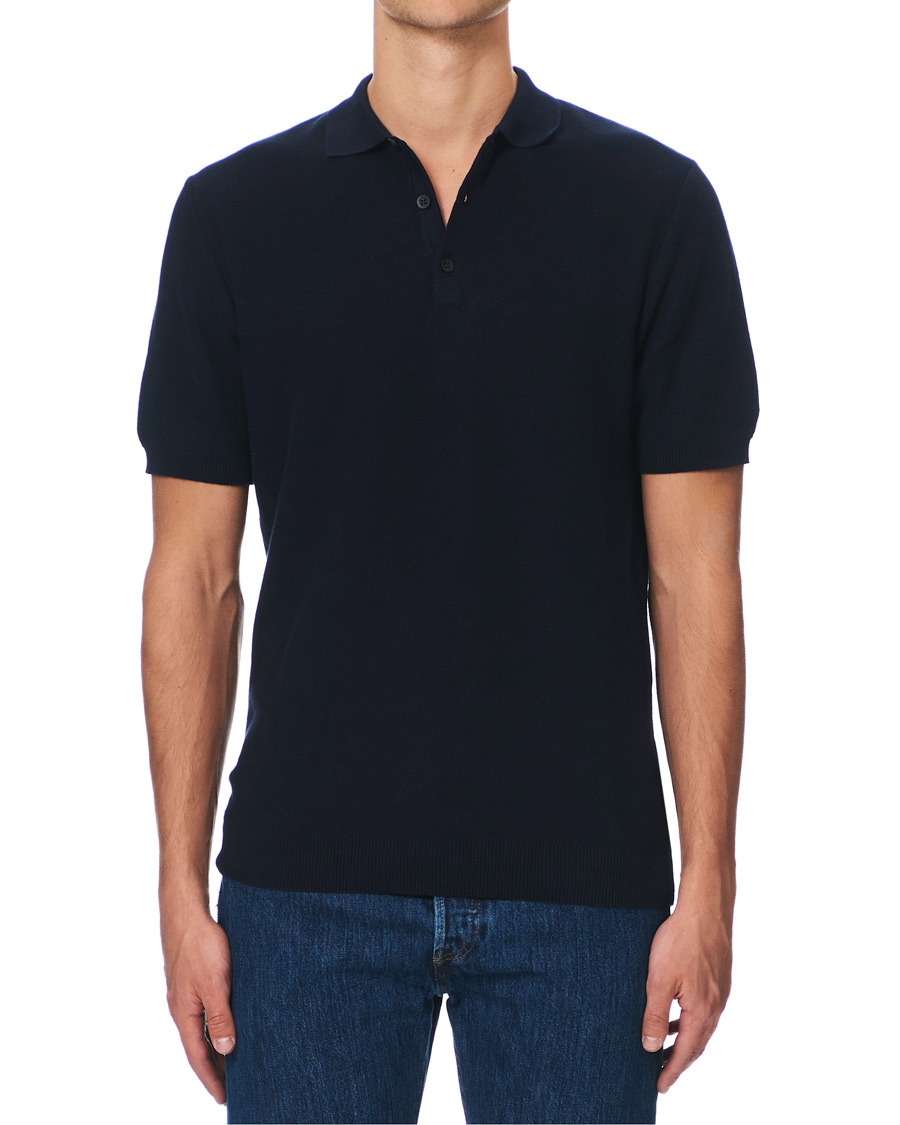 Homme | Polos | Sunspel | Fine Texture Polo Navy