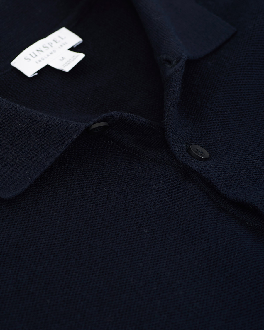 Homme | Polos | Sunspel | Fine Texture Polo Navy