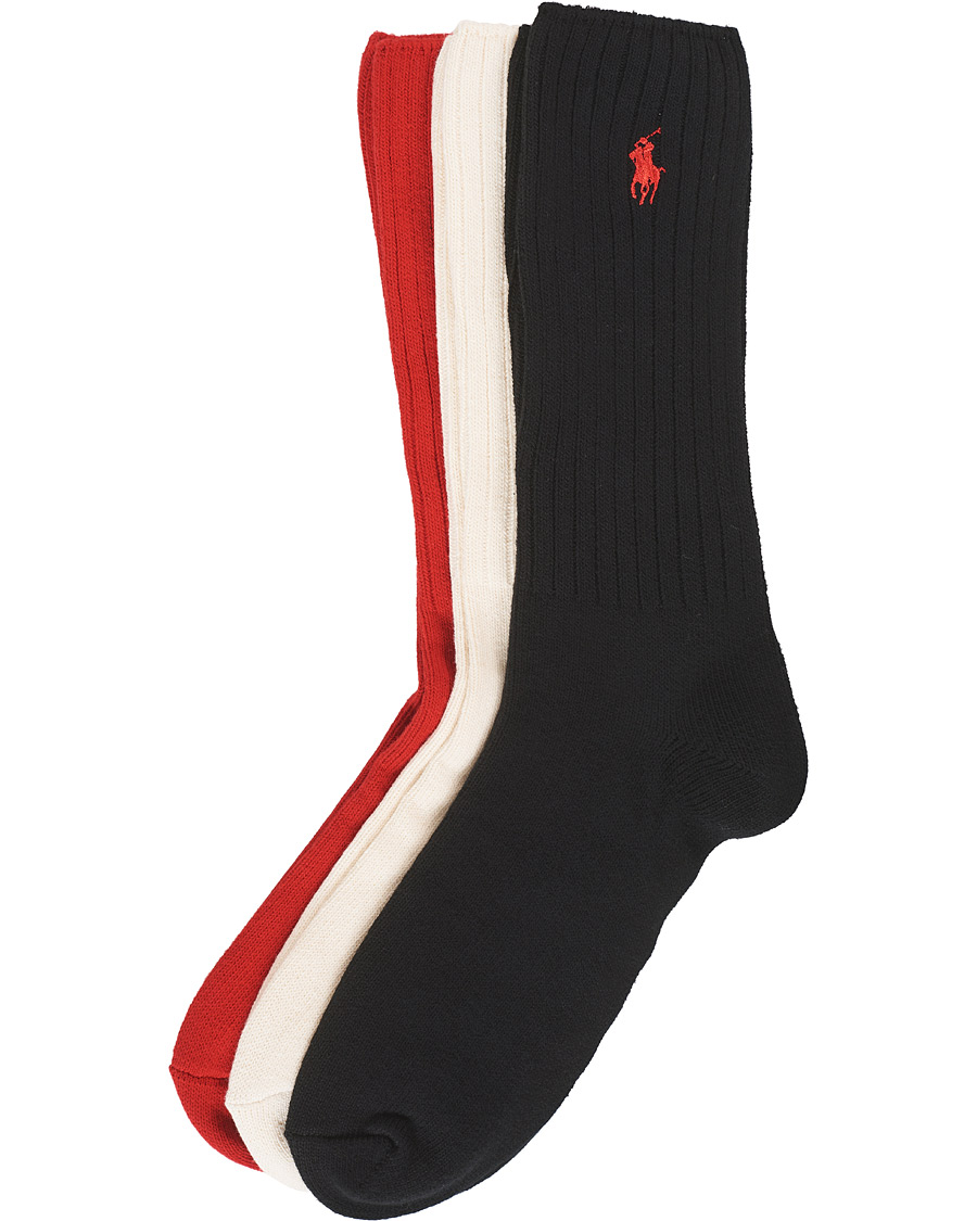 Homme | Sous-Vêtements Et Chaussettes | Polo Ralph Lauren | 3-Pack Gift Box Ribbed Socks Red/Cream/Black