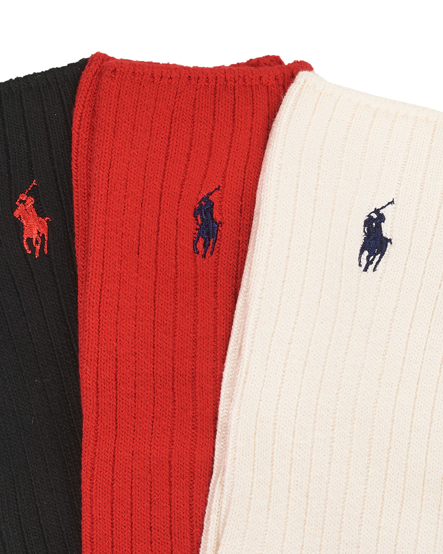 Homme | Sous-Vêtements Et Chaussettes | Polo Ralph Lauren | 3-Pack Gift Box Ribbed Socks Red/Cream/Black