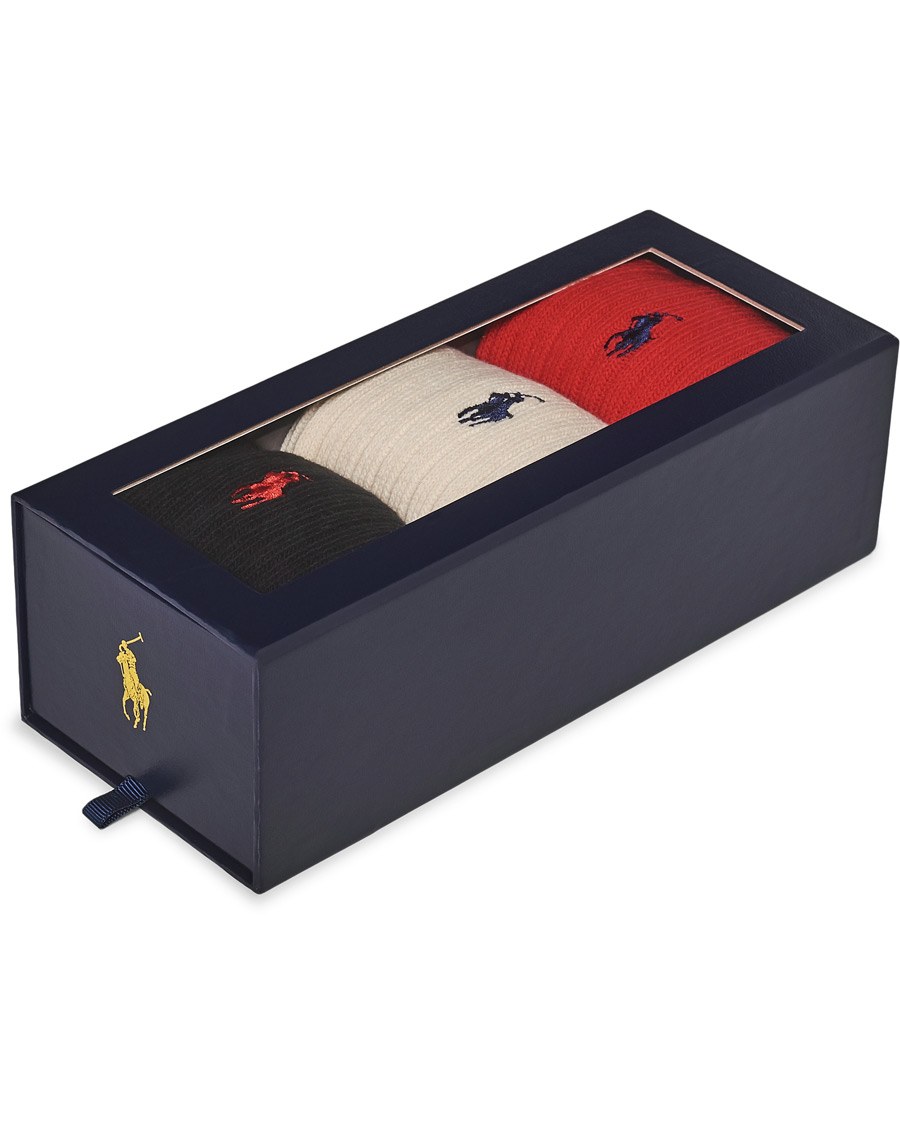 Homme | Sous-Vêtements Et Chaussettes | Polo Ralph Lauren | 3-Pack Gift Box Ribbed Socks Red/Cream/Black