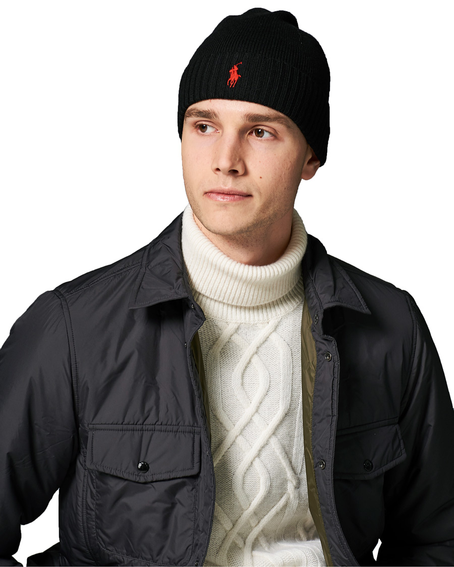 Homme | Polo Ralph Lauren Merino Wool Beanie Polo Black | Polo Ralph Lauren | Merino Wool Beanie Polo Black