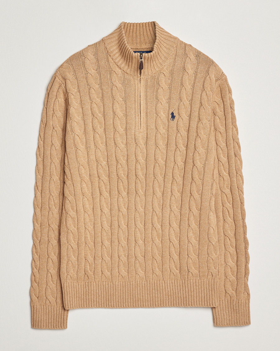Homme | Pulls Et Tricots | Polo Ralph Lauren | Cotton Cable Half Zip Camel Melange