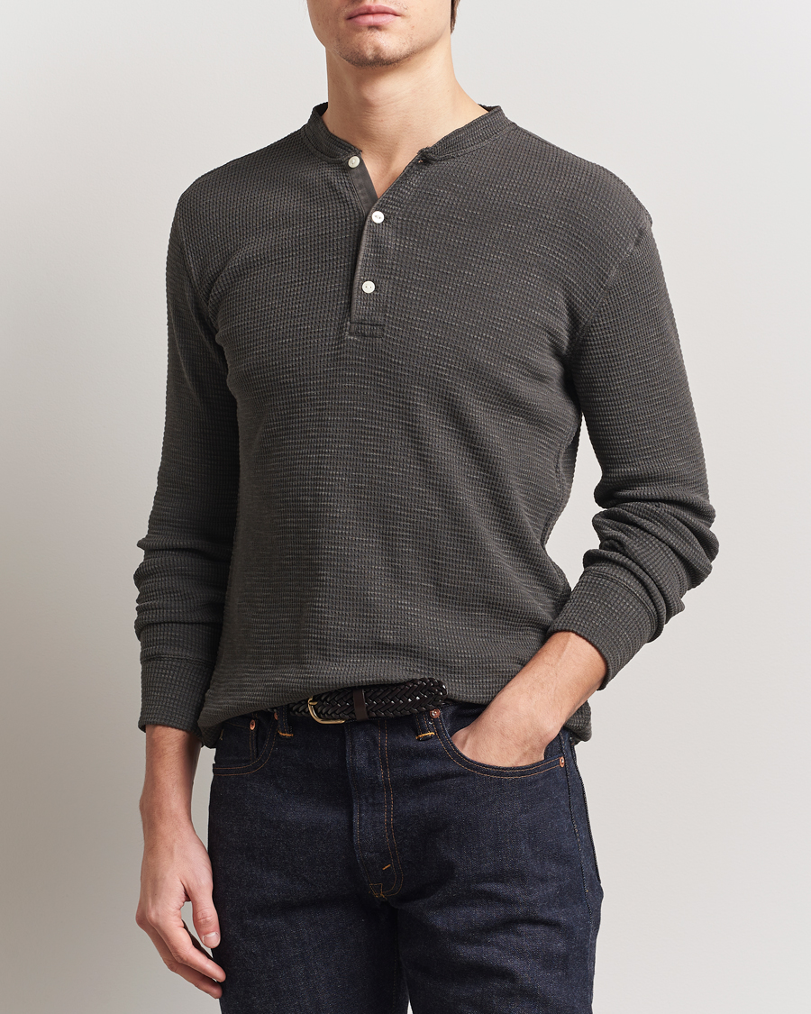 Heren | Truien | RRL | Long Sleeve Henley Faded Black