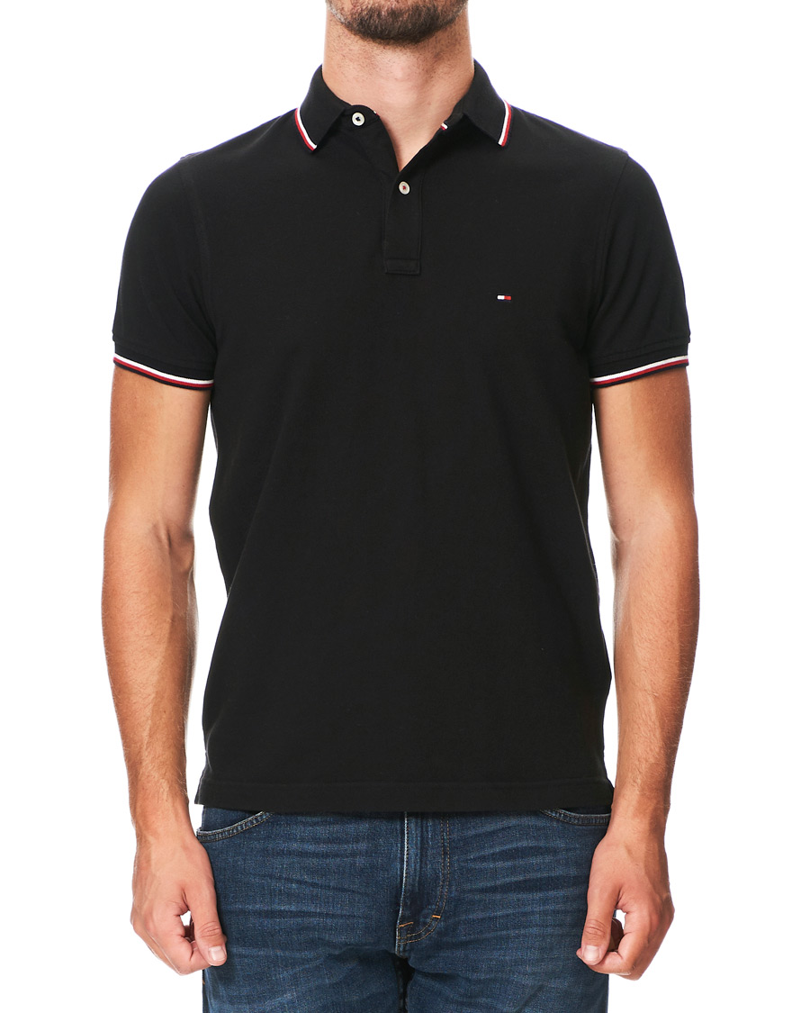 Homme | Polos | Tommy Hilfiger | Slim Fit Tipped Polo Black