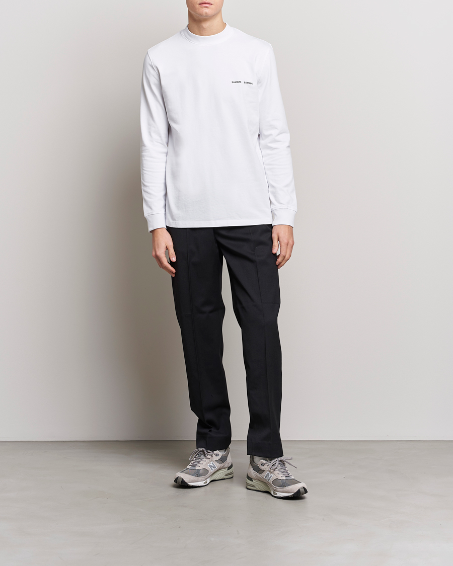 Homme | T-shirts | Samsøe Samsøe | Samsøe & Samsøe Norsbro Long Sleeve Organic Cotton Tee White