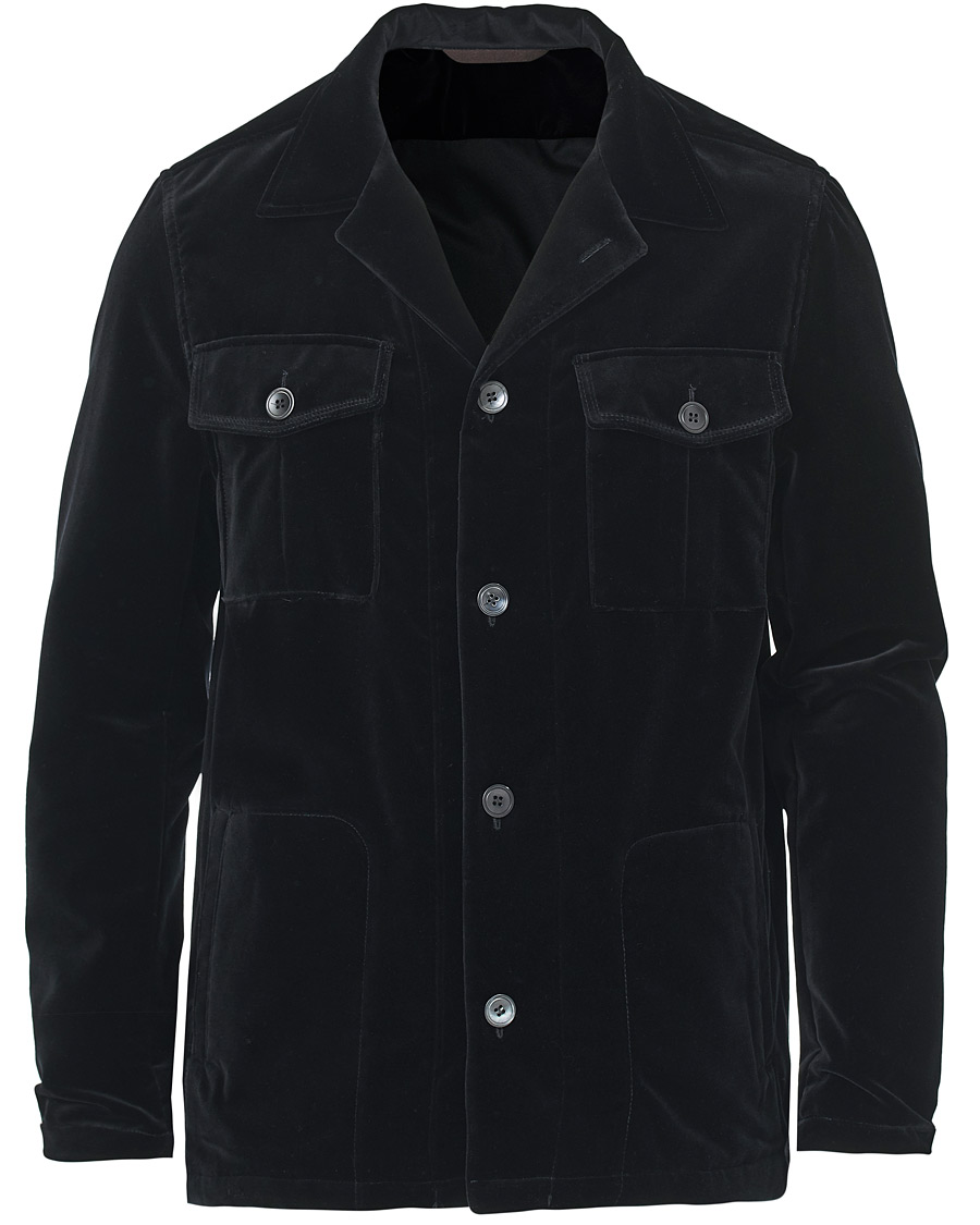 Homme | Chemises | Oscar Jacobson | Holger Velvet Shirt Jacket Black