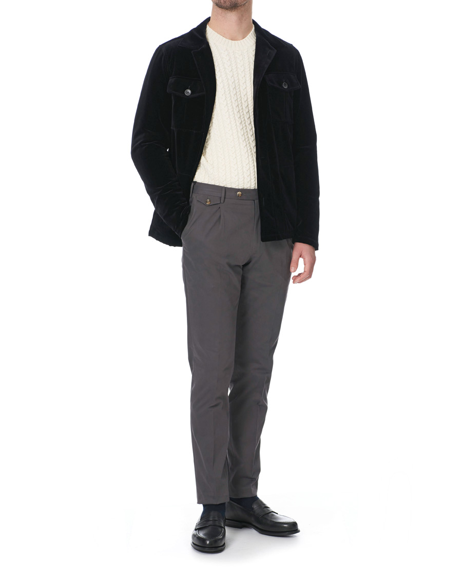 Homme | Chemises | Oscar Jacobson | Holger Velvet Shirt Jacket Black
