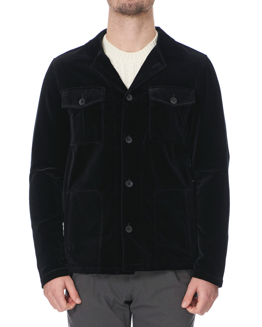 Homme | Chemises | Oscar Jacobson | Holger Velvet Shirt Jacket Black