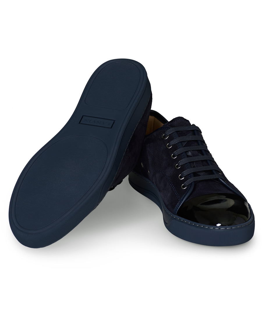 Heren | Lanvin Patent Captoe Sneaker Dark Blue/Dark Blue | Lanvin | Patent Captoe Sneaker Dark Blue/Dark Blue