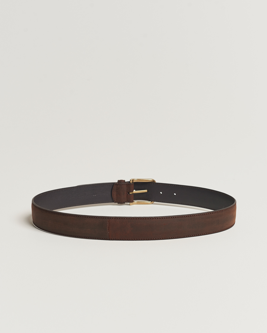 Homme | Ceintures | Crockett & Jones | 3,5 cm Belt Dk Brown Rough-Out Suede