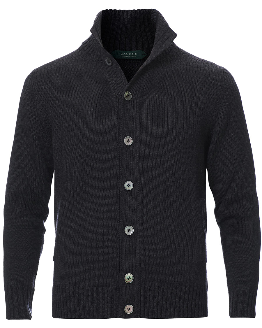 Heren | Truien | Zanone | Virgin Merino Wool Chioto Cardigan Charcoal