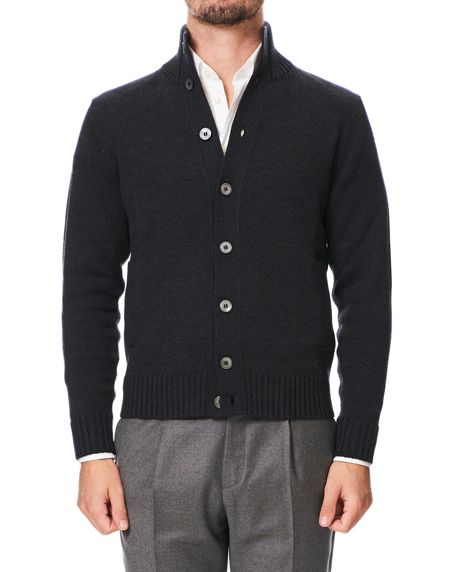 Heren | Truien | Zanone | Virgin Merino Wool Chioto Cardigan Charcoal