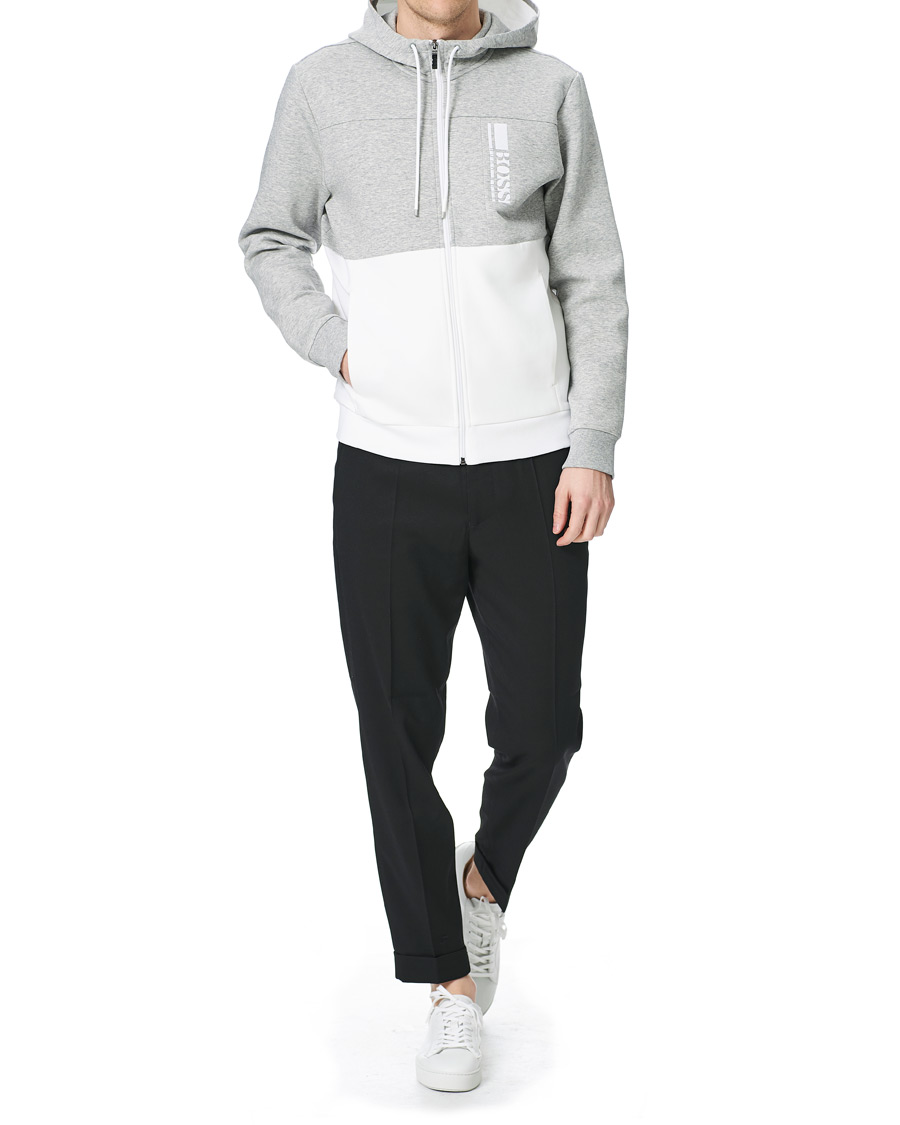Homme | Pulls Et Tricots | BOSS GREEN | BOSS Athleisure Saggy Full Zip Hoodie Grey/White