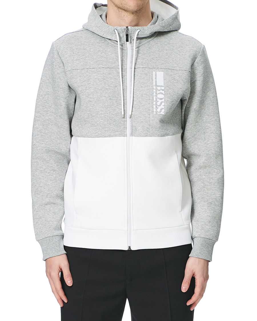 Homme | Pulls Et Tricots | BOSS GREEN | BOSS Athleisure Saggy Full Zip Hoodie Grey/White