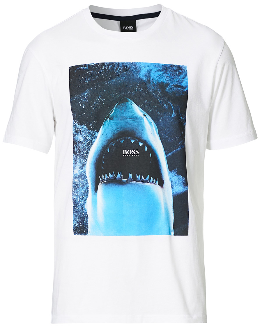 Homme | T-shirts | BOSS ORANGE | BOSS Casual Noah Printed Shark Crew Neck Tee White