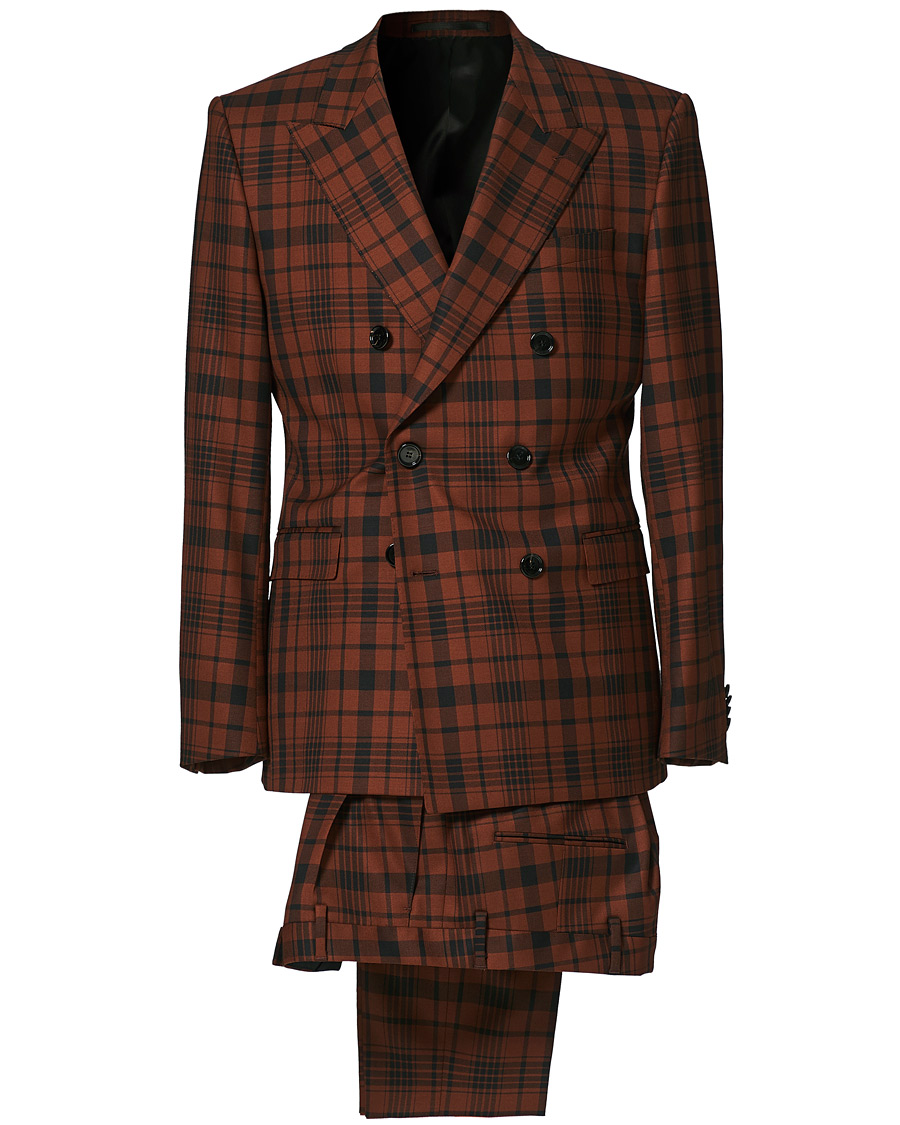 Homme | Costumes | BOSS BLACK | BOSS Cliff/Floyed Wool Check Double Breasted Suit Rust