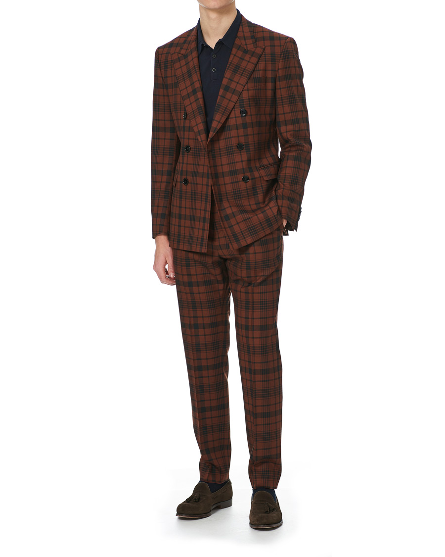 Homme | Costumes | BOSS BLACK | BOSS Cliff/Floyed Wool Check Double Breasted Suit Rust