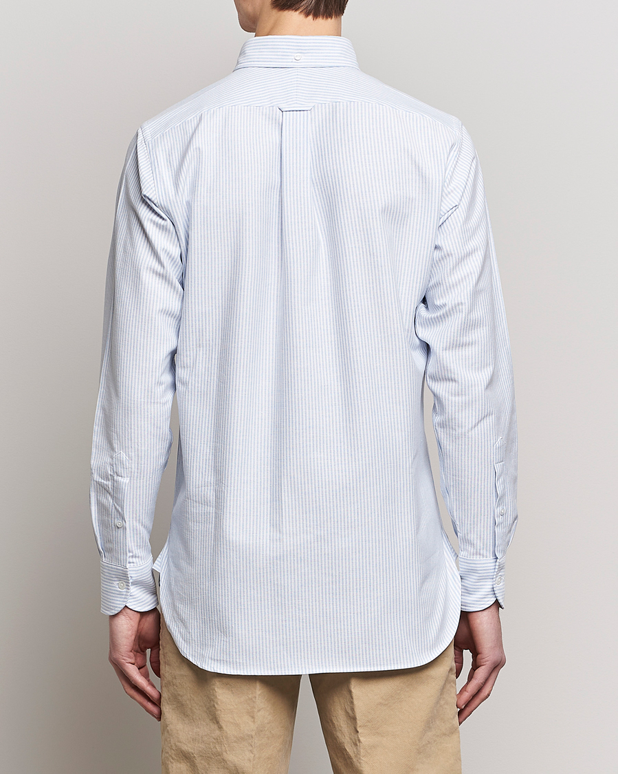 Heren | Overhemden | Drake's | Striped Button Down Oxford Shirt Blue