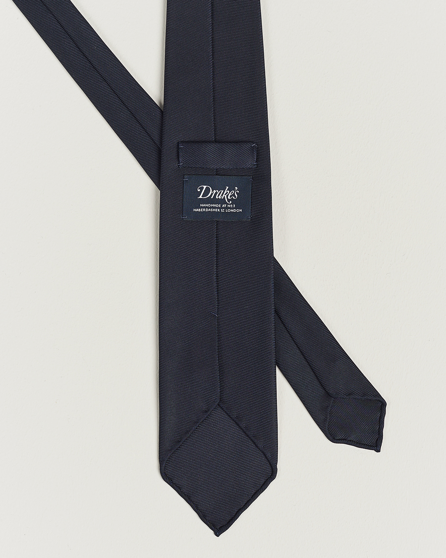 Homme | Drake's Handrolled Woven Silk 8 cm Tie Navy | Drake's | Handrolled Woven Silk 8 cm Tie Navy