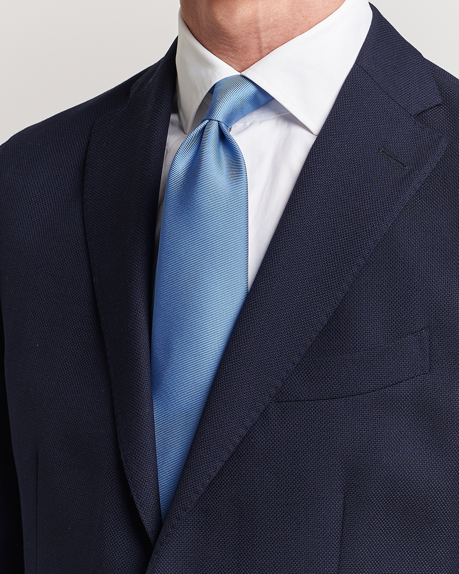 Homme | Drake's Handrolled Woven Silk 8 cm Tie Blue | Drake's | Handrolled Woven Silk 8 cm Tie Blue