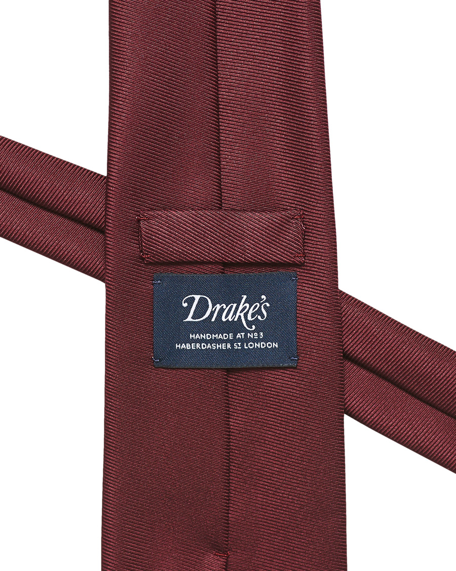 Homme | Drake's Handrolled Woven Silk 8 cm Tie Burgundy | Drake's | Handrolled Woven Silk 8 cm Tie Burgundy