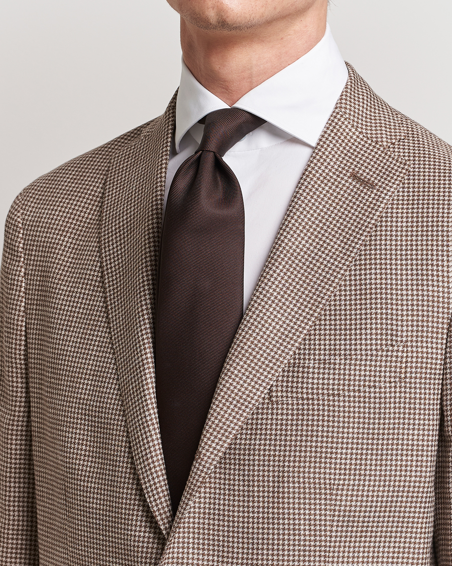 Homme | Drake's Handrolled Woven Silk 8 cm Tie Brown | Drake's | Handrolled Woven Silk 8 cm Tie Brown