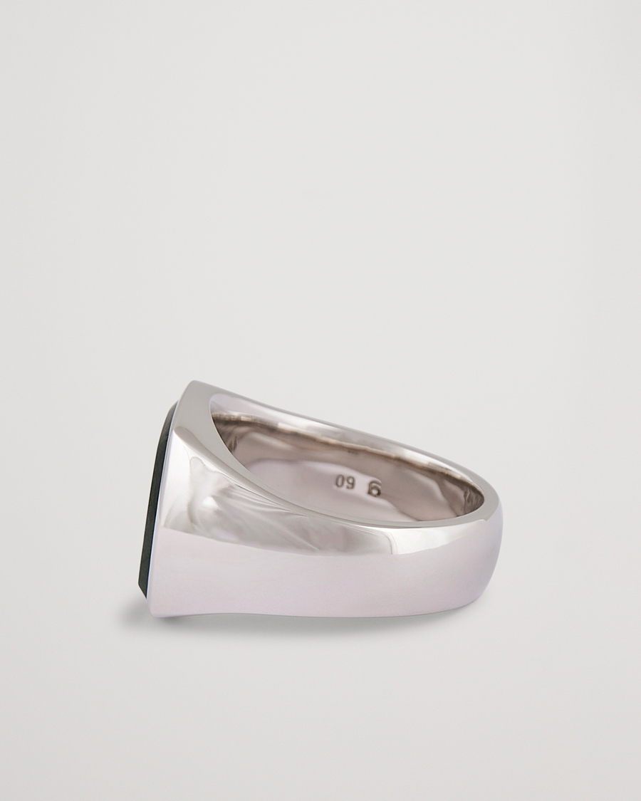 Homme | Tom Wood Cushion Green Marble Ring Silver | Tom Wood | Cushion Green Marble Ring Silver