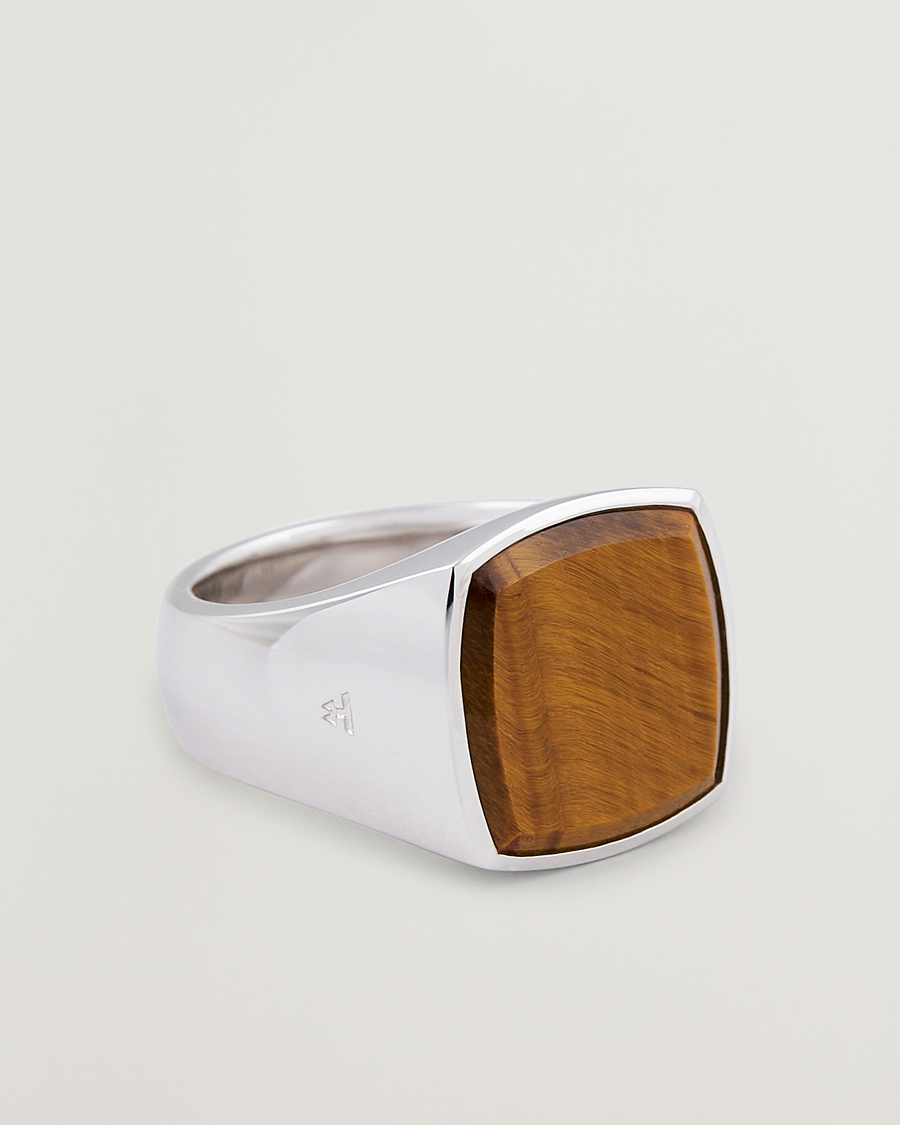 Heren | Sieraden | Tom Wood | Cushion Tiger Eye Ring Silver