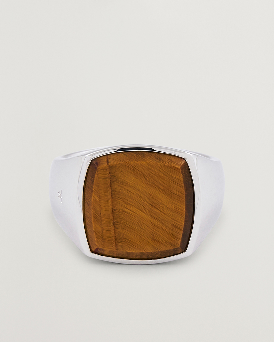 Heren | Sieraden | Tom Wood | Cushion Tiger Eye Ring Silver