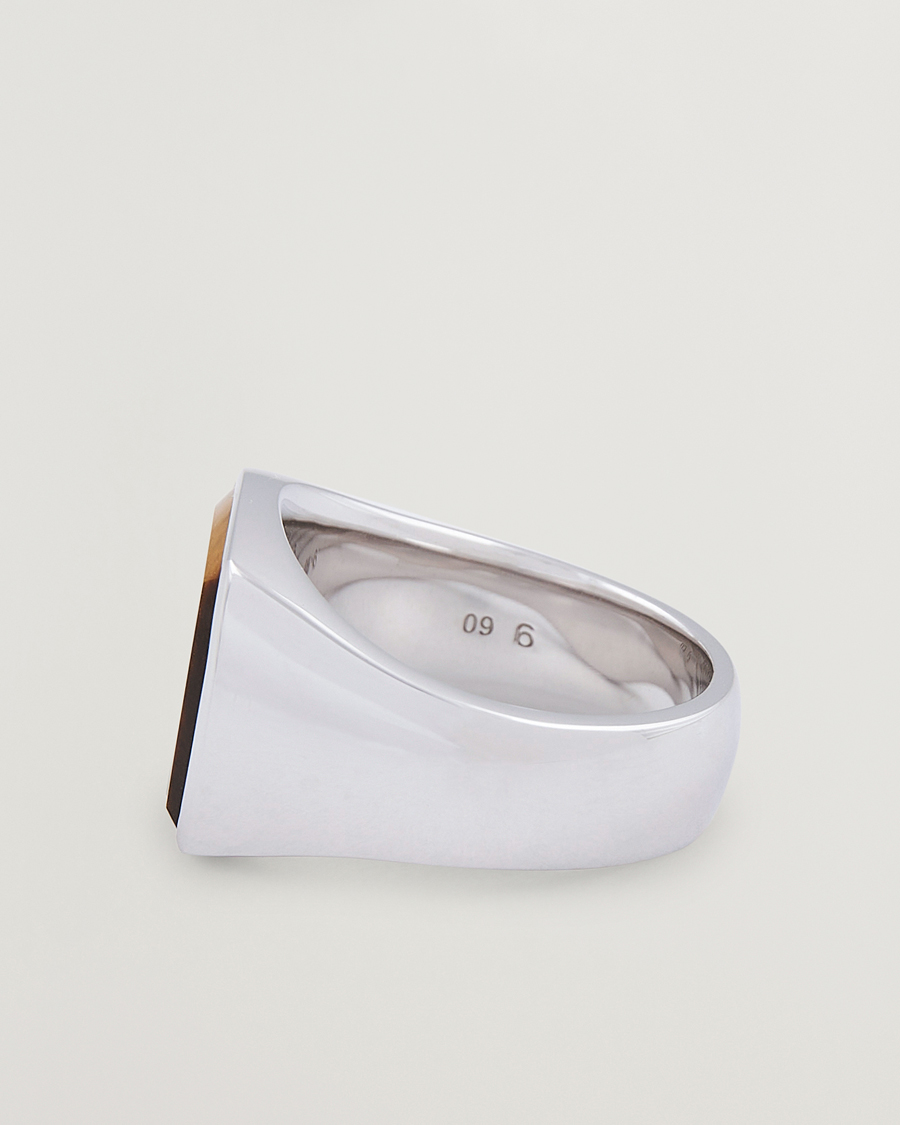 Heren | Sieraden | Tom Wood | Cushion Tiger Eye Ring Silver