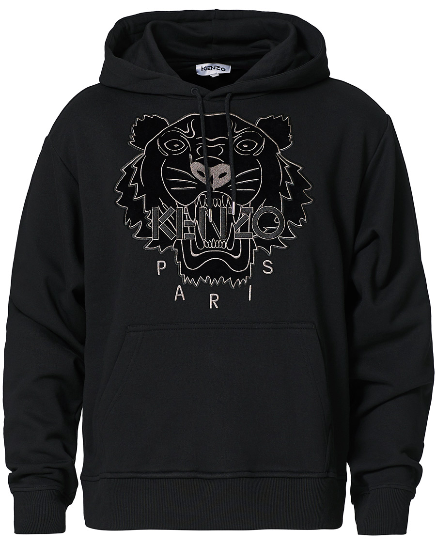 Homme | Manteaux Et Vestes | KENZO | Velvet Tiger Head Hoodie Black