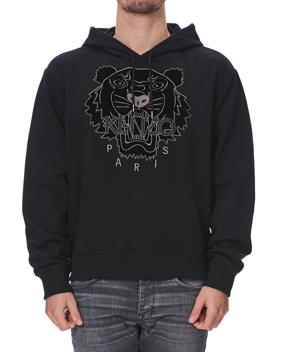 Homme | Manteaux Et Vestes | KENZO | Velvet Tiger Head Hoodie Black
