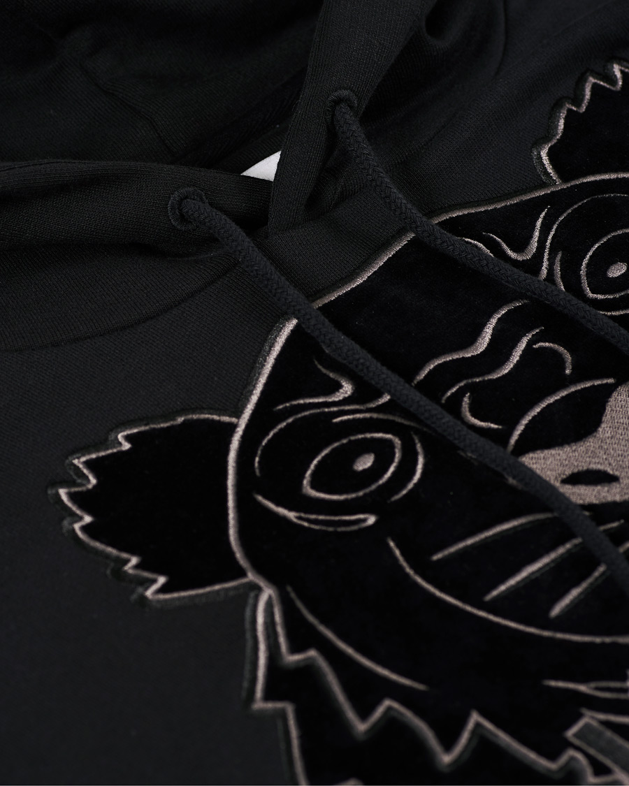 Homme | Manteaux Et Vestes | KENZO | Velvet Tiger Head Hoodie Black