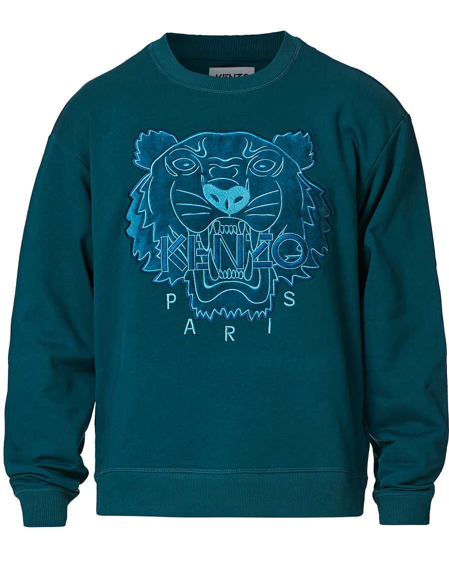Heren | Truien | KENZO | Velvet Tiger Head Crew Neck Sweatshirt Green