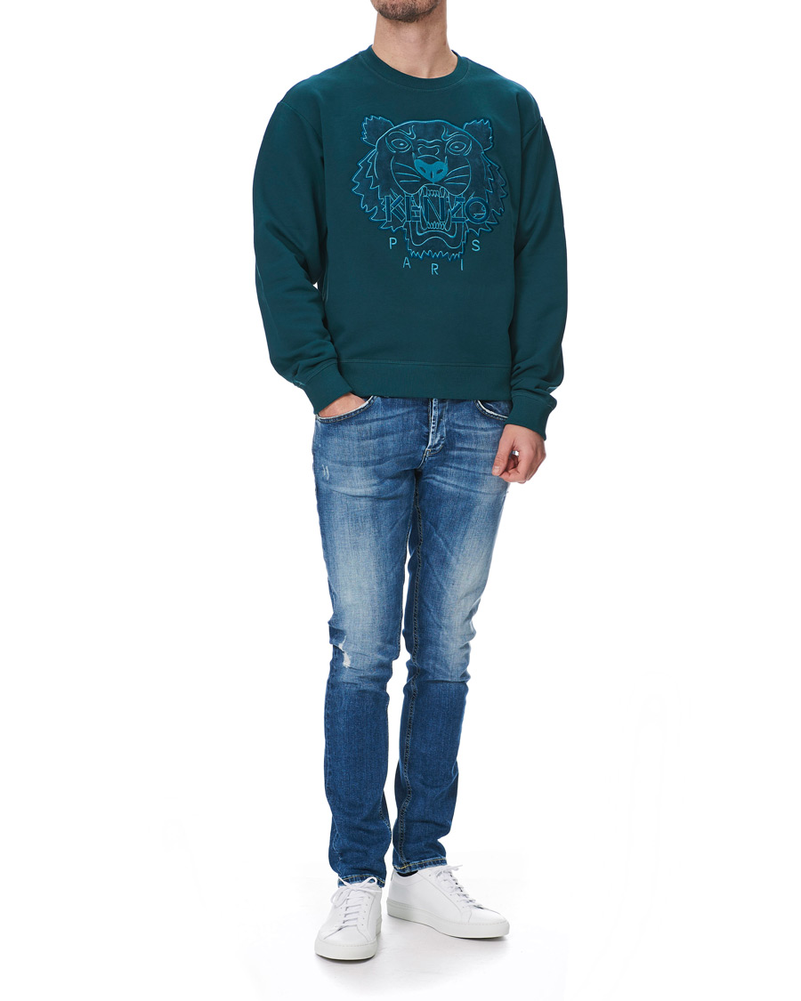 Heren | Truien | KENZO | Velvet Tiger Head Crew Neck Sweatshirt Green