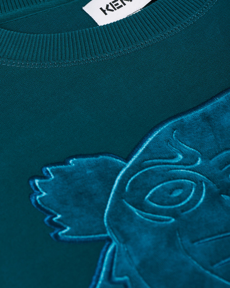 Heren | Truien | KENZO | Velvet Tiger Head Crew Neck Sweatshirt Green
