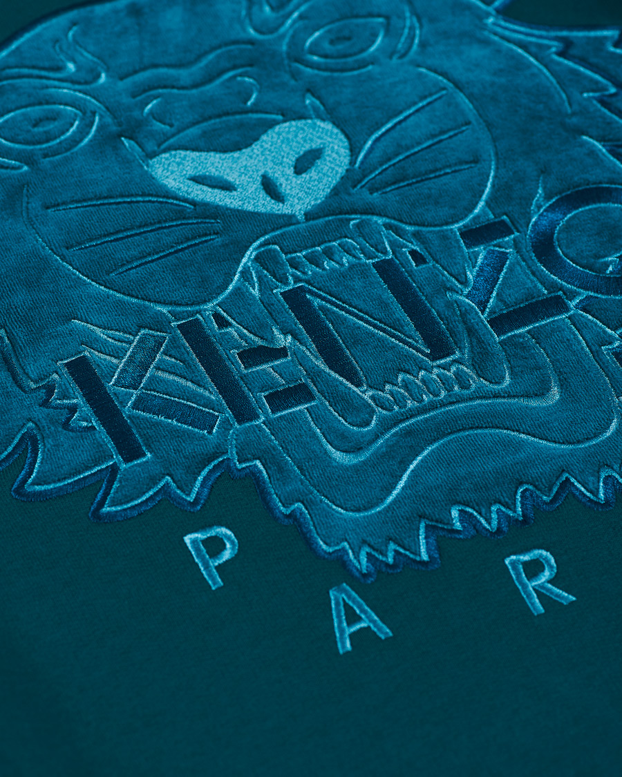Heren | Truien | KENZO | Velvet Tiger Head Crew Neck Sweatshirt Green