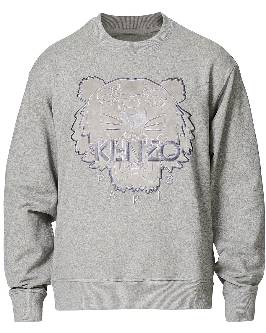 Homme | Pulls Et Tricots | KENZO | Velvet Tiger Head Crew Neck Sweatshirt Grey