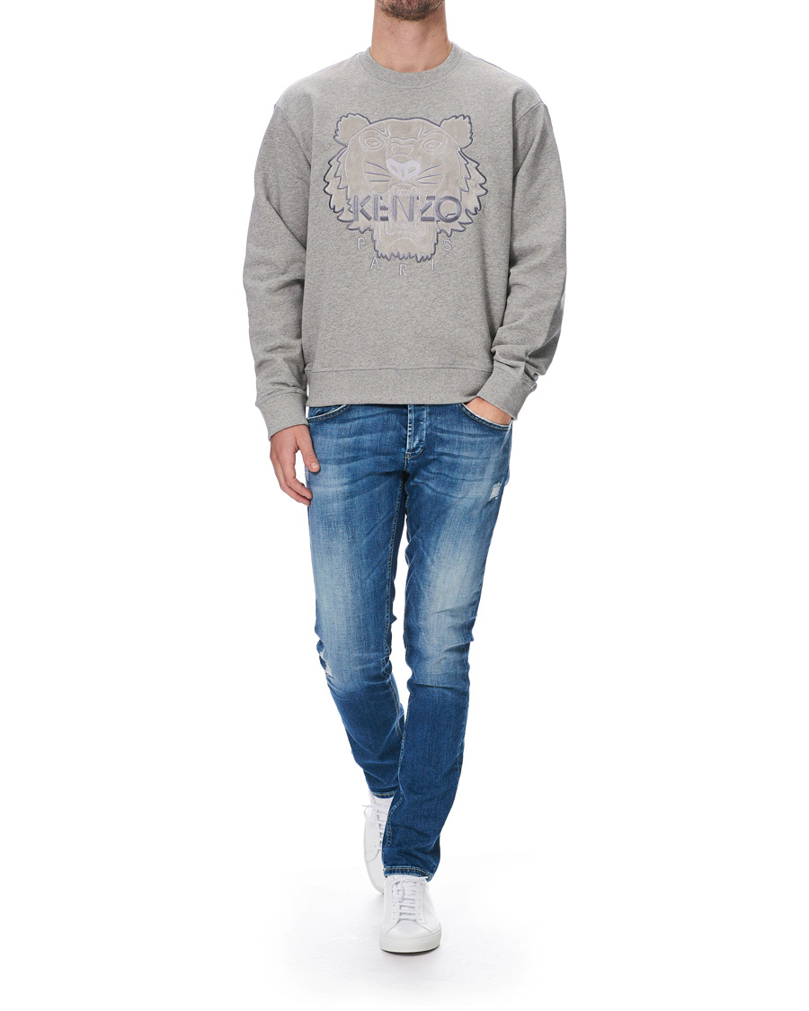 Homme | Pulls Et Tricots | KENZO | Velvet Tiger Head Crew Neck Sweatshirt Grey