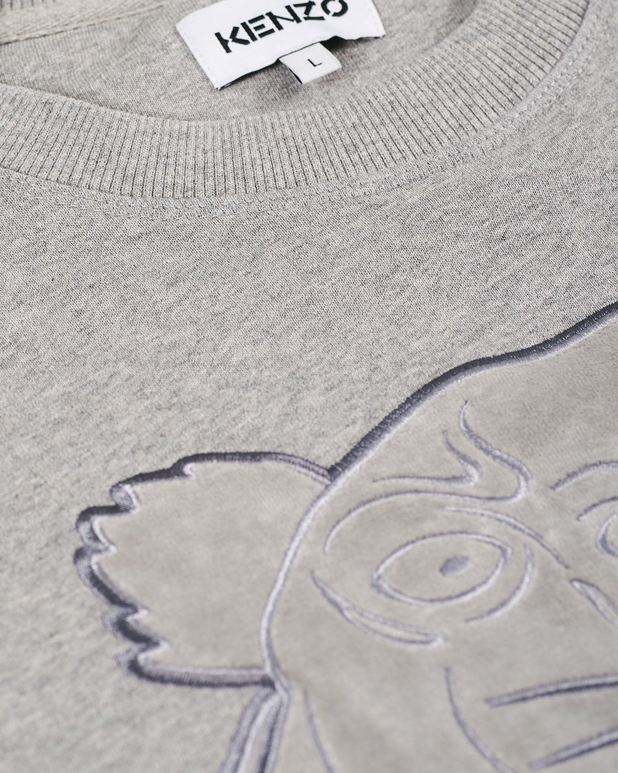 Homme | Pulls Et Tricots | KENZO | Velvet Tiger Head Crew Neck Sweatshirt Grey