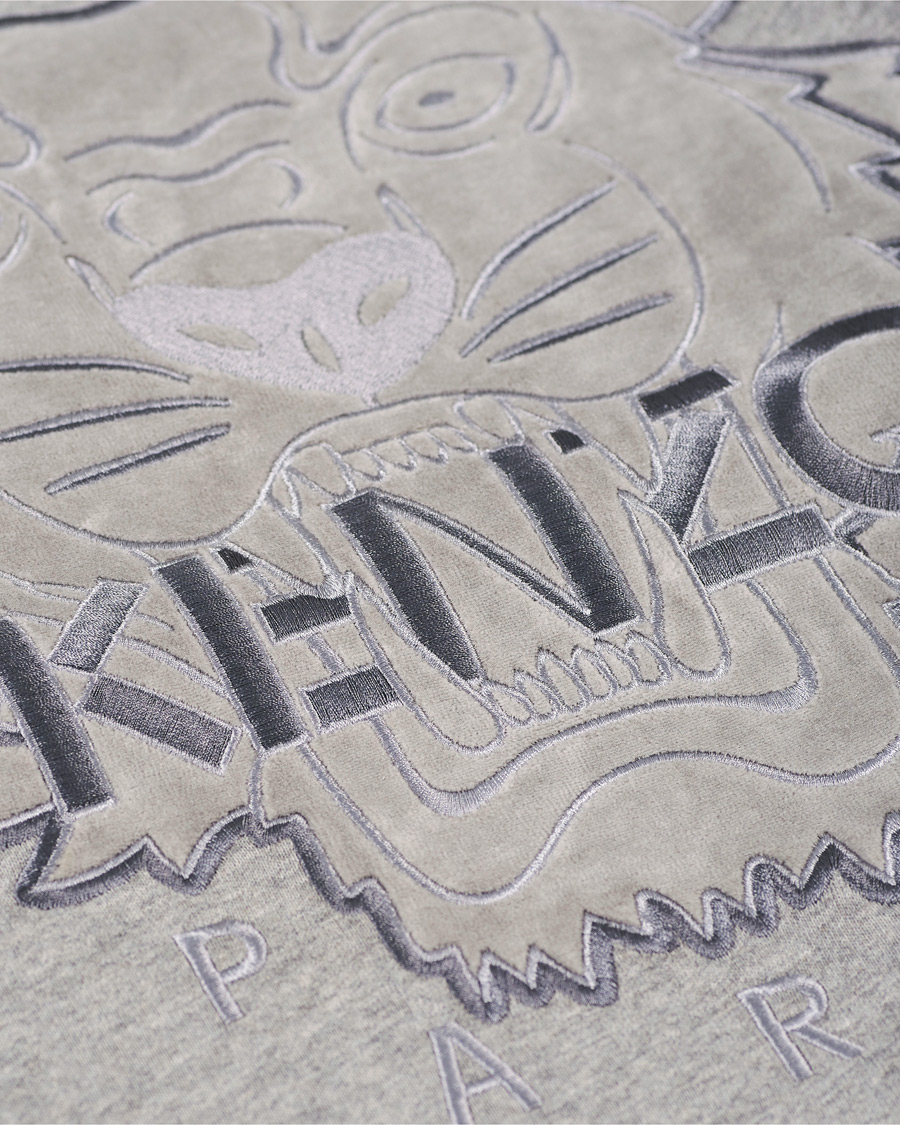 Homme | Pulls Et Tricots | KENZO | Velvet Tiger Head Crew Neck Sweatshirt Grey