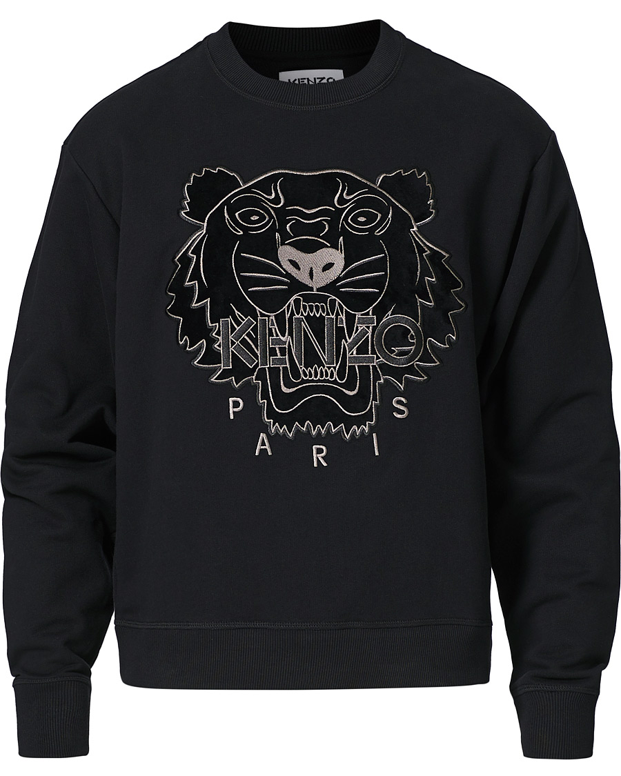 Homme | Pulls Et Tricots | KENZO | Velvet Tiger Head Crew Neck Sweatshirt Black
