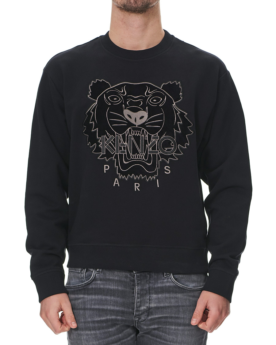 Homme | Pulls Et Tricots | KENZO | Velvet Tiger Head Crew Neck Sweatshirt Black